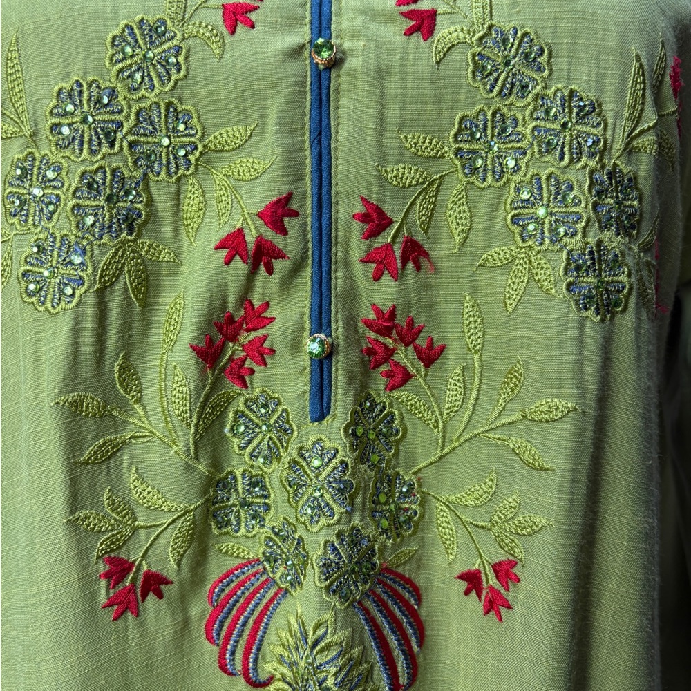 Vintage Embroidered Kurta Caftan Dress | Boho Tunic - Picture 5 of 8
